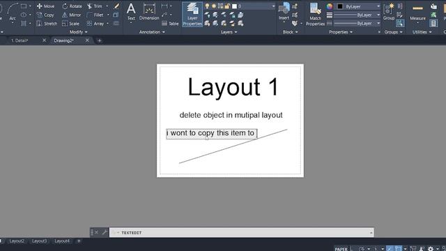 how to delete same object in other layout Autocad смотреть онлайн