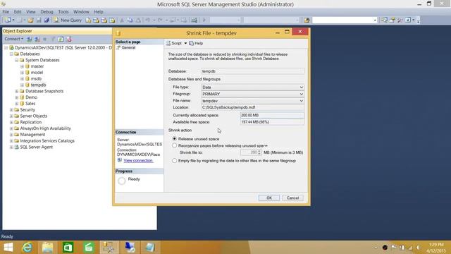 SQL Server DBA Tutorial 47-How to Release Unused Space of Tempdb to Operating System смотреть онлайн