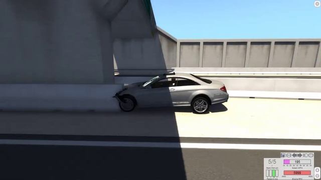 BeamNG drive CL65 AMG 162mph motorway crash test into concrete смотреть онлайн