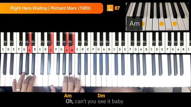 Right Here Waiting (Richard Marx) Piano or Keyboard Tutorial chords & lyrics смотреть онлайн