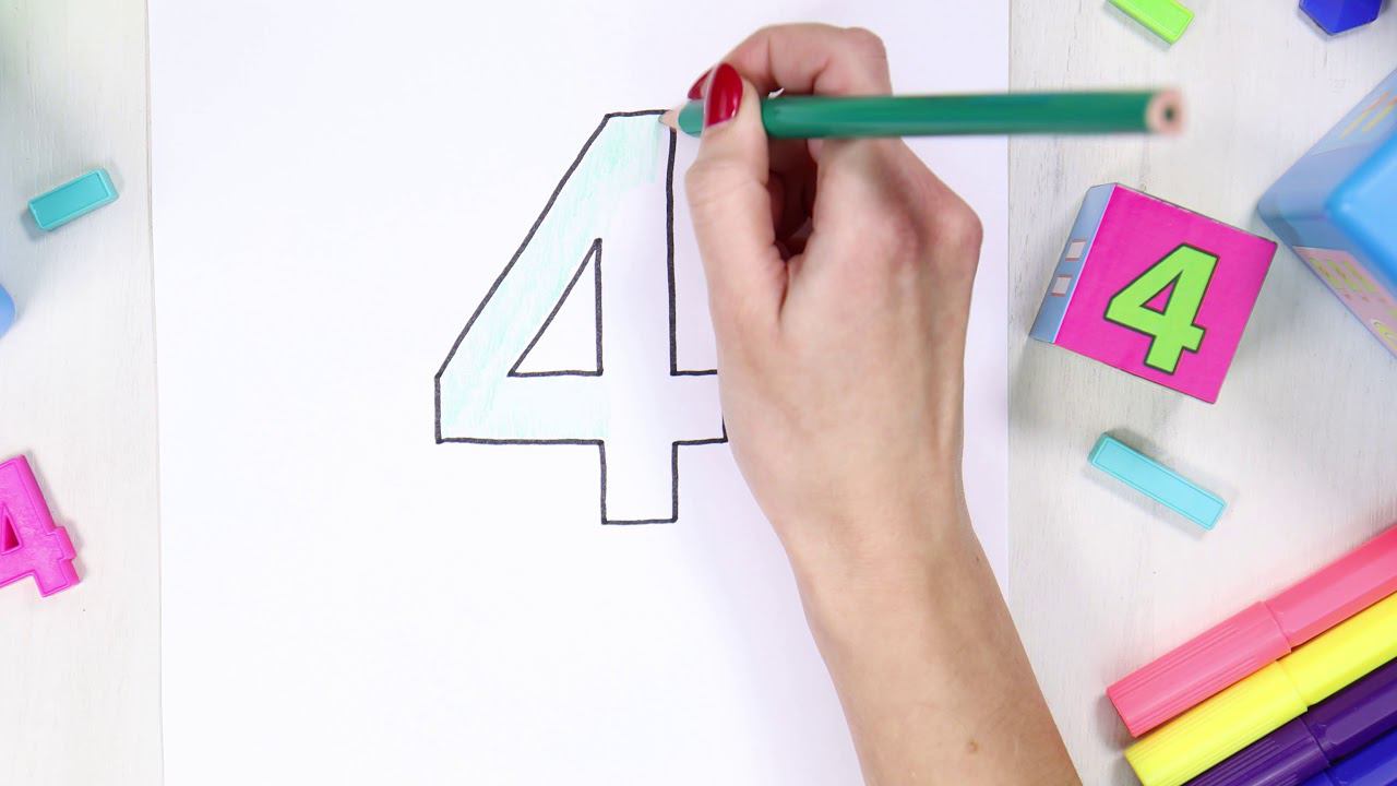 Numeral 4. Study The Numeral Four, Educational Video