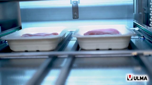 Упаковка мясного филе в модифицированной атмосфере (МГС) на трейсилере ULMA TSB 300 смотреть онлайн