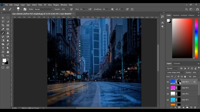 convert day to night in photoshop/ cyberpunk street manipolation смотреть онлайн
