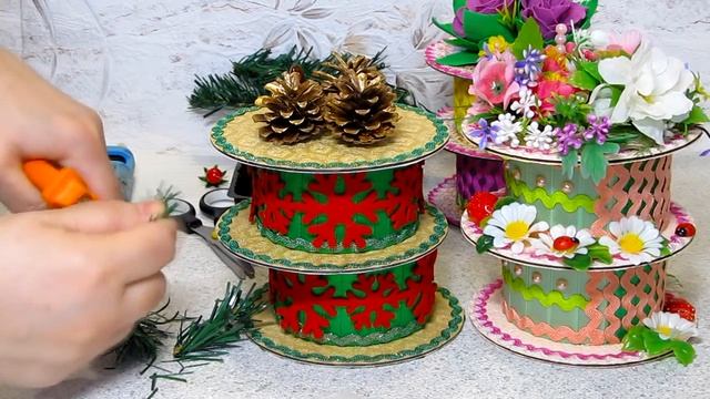 Мастер-Класс. Новогодняя шкатулка из CD дисков и бобин от скотча. смотреть онлайн