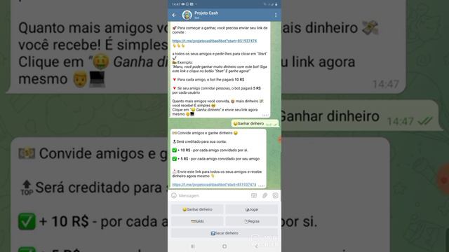 ME IMPRESSIONEI COM ESSE APP, PROJETO CASH DO TELEGRAM PAGANDO 10 R$ PARA CADA AMIGO CONVIDADO TOOP смотреть онлайн