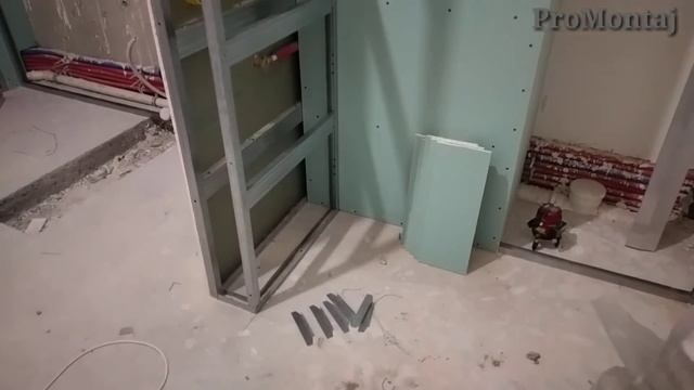 короб из гипсокартона в ванной. Монтаж : ниша для шкафа и обшивка вентиляции.. смотреть онлайн