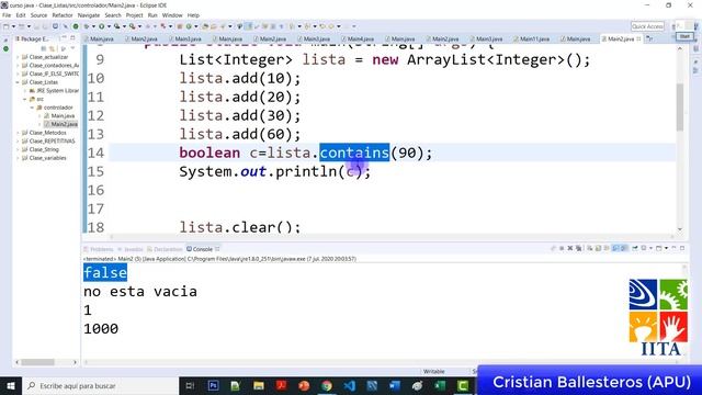 List y ArrayList metodos clear isEmpty contains indexOf смотреть онлайн