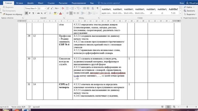 КТП по русскому языку 4 класс смотреть онлайн