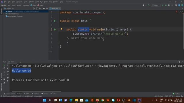 JAVA Hello World Program || First Program in Java || Download and Installation of IntelliJ Idea || смотреть онлайн