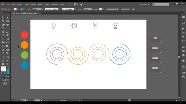 Line Infographic in 4 Steps in Illustrator / Free slides Adobe Illustrator, Photoshop and PowerPoin смотреть онлайн