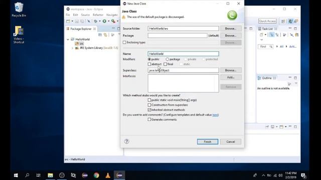 Eclipse Create HelloWorld Java смотреть онлайн
