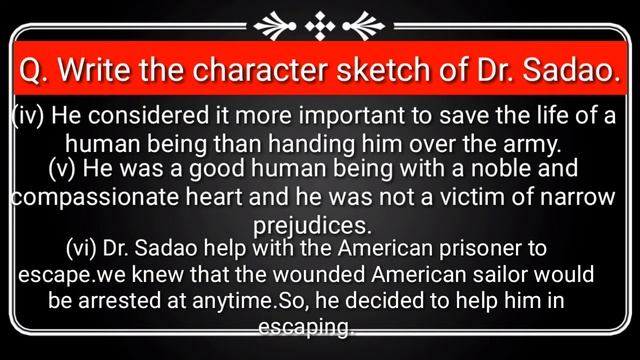 #Inter #12th Give write the character sketch of Dr. sadao Class Inter 12th English importan questio смотреть онлайн
