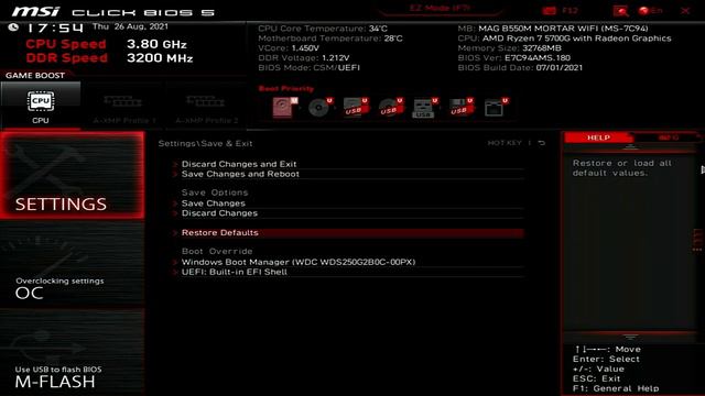 MSI MAG B550M Mortar WiFi BIOS/UEFI 7C94v18