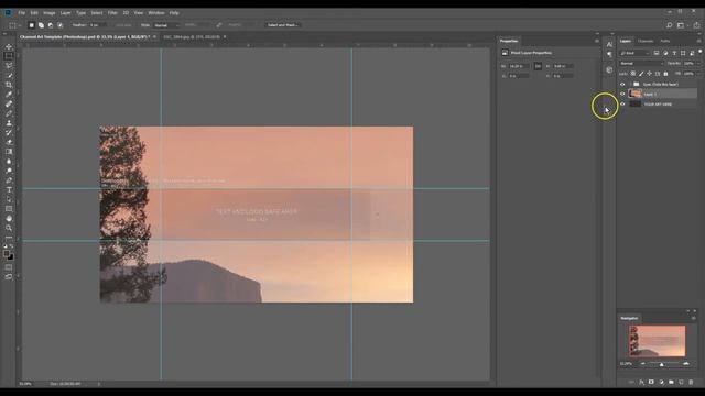 Youtube Channel Art Template for Photoshop, Adding text to the safe zone смотреть онлайн