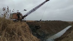 ЭО-652, драглайн очистка дрены.