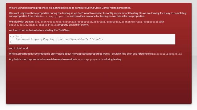 Spring Boot test - overriding bootstrap.properties смотреть онлайн
