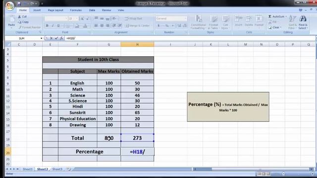 how to calculate Average and Percentage In Microsoft Office Excel 2007 смотреть онлайн