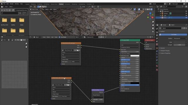 Blender 2.8 - Normal map, Roughness, Anbient Occlusion texture | Displace Ground in Eevee смотреть онлайн