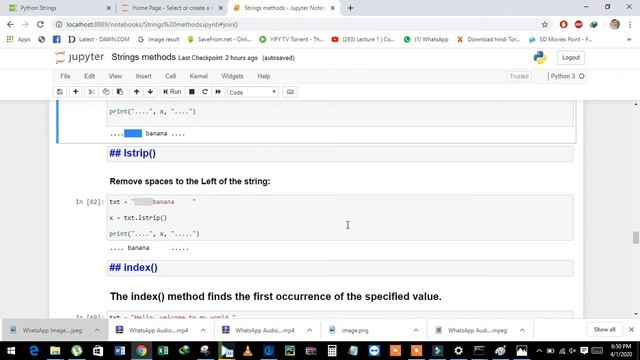 11th video more about Strings Methods in Python using jupyter notebook by Atif Masih смотреть онлайн