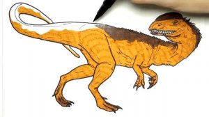Рисуем и раскрашиваем Дилофозавра 2 из Парка Юрского периода - Раскраски с динозаврами для детей
