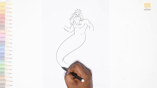 Poseidon the Greek god of the sea drawing easy | How to draw Greek God step by step | Outline art смотреть онлайн