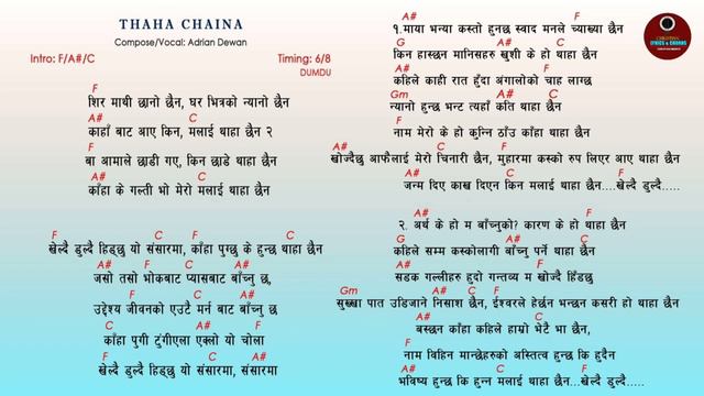 Thaha Chaina || Lyrics With Chords|| Thaha Chaina Adrian Dewan|| смотреть онлайн