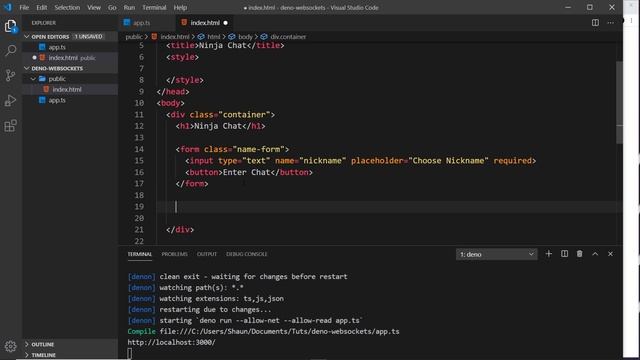 Deno WebSockets Tutorial #2 - Server & Template Setup смотреть онлайн