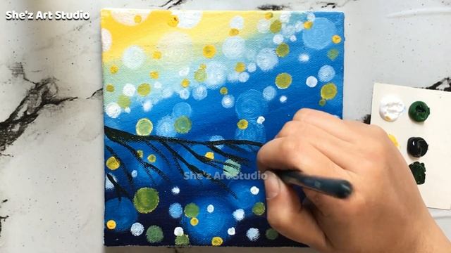 Simple Snowfall painting for beginners | Acrylic Painting Winter смотреть онлайн
