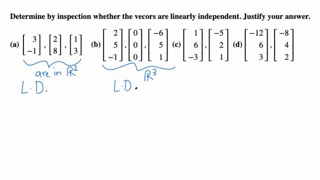 Linear Algebra: check if the vectors are linearly independent by inspection смотреть онлайн