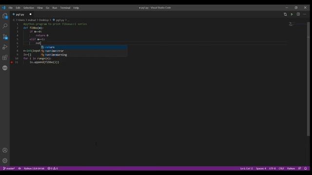 Python program to print Fibonacci series смотреть онлайн