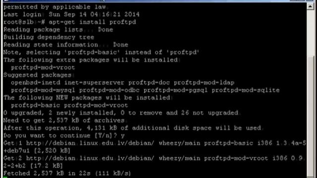 4. Installing Proftpd on Debian 7 via APT смотреть онлайн