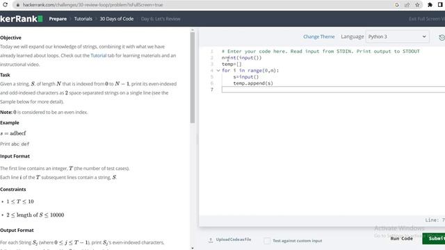 #6: "Let's Review" Hackerrank 30 Days of Code using Python Solution | #hackerrank смотреть онлайн