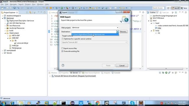 How to create and deploy WAR file web app with JSP Tomcat {தமிழ்} смотреть онлайн