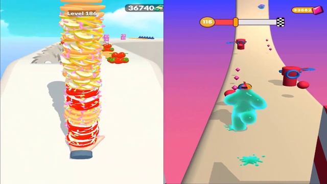 Satisfying Mobile Games 2023 - Pancake Run, Blob Runner 3D, Battery Run, Roof Rails, Cube Surfer... смотреть онлайн