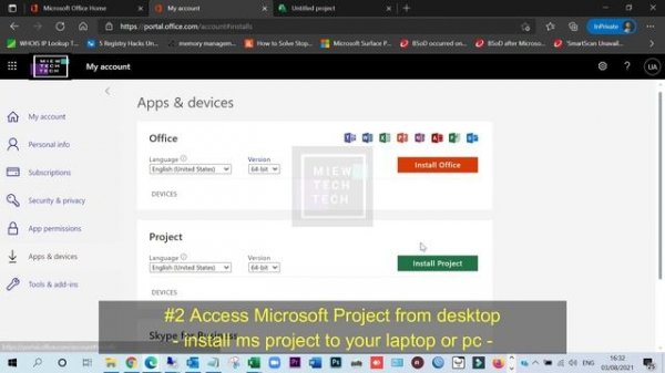 How to access Microsoft Project Office 365 | install ms project desktop version to laptop or PC