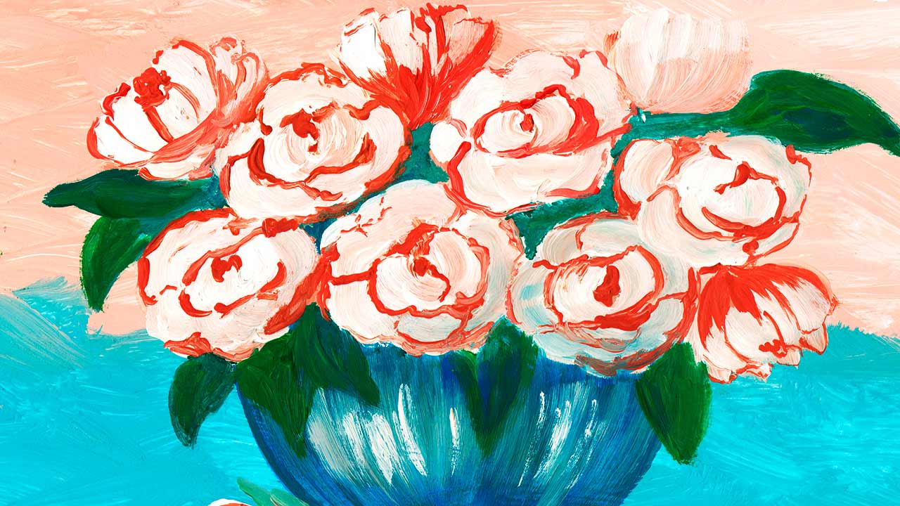 Натюрморт гуашью. Рисуем цветы в вазе. смотреть онлайн