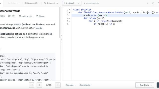 Concatenated Words - Leetcode 472 - Python смотреть онлайн