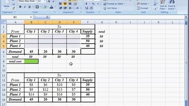 OR - MS Excel Solver _ Transportation Problem смотреть онлайн