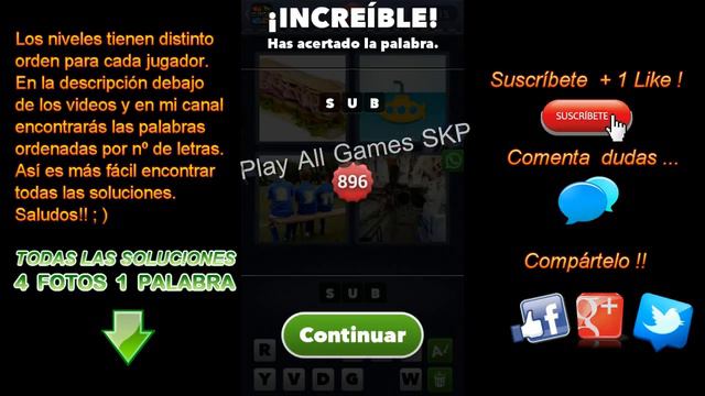 Soluciones de 2 y 3 Letras. Niveles 1 a 1484 - 4 Fotos 1 Palabra. Todas las Respuestas смотреть онлайн