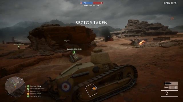 RENAULT FT-17 (Light Tank) | Sinai Desert | Rush | Battlefield 1 Open Beta | PS4 смотреть онлайн