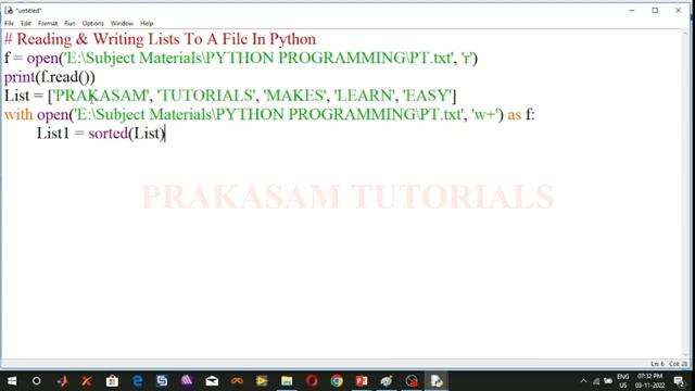 PYTHON PROGRAM#READING AND WRITING LISTS TO A FILE IN PYTHON смотреть онлайн