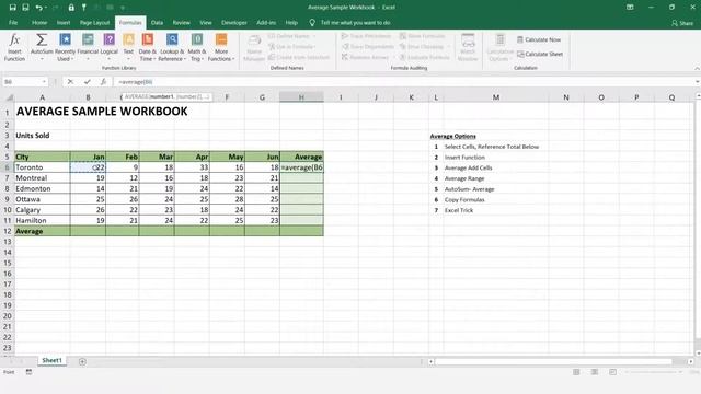 Microsoft Excel Average Function, Calculate the average of a group of numbers. смотреть онлайн