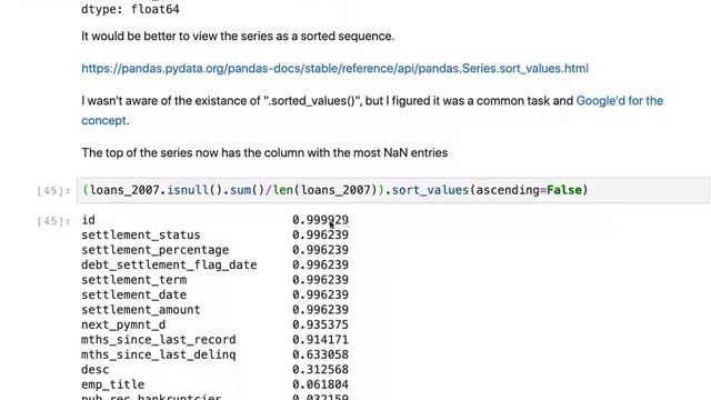 cleaning empty columns and rows in a dataframe смотреть онлайн