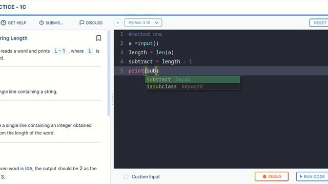 Subtract one in length | python - one | #ccbp4 #codingpractice смотреть онлайн