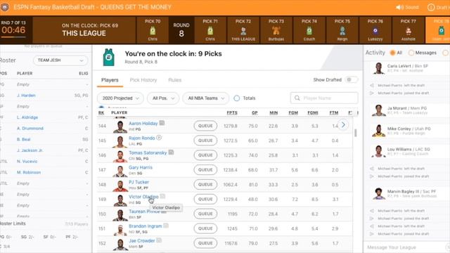 Fantasy Basketball Draft Strategy: Head to Head Points League (10 Teams, 3rd Pick) 2019 смотреть онлайн