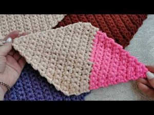 Вяжу из одной петли Ромбики крючком и соединяю их #ромбкрючком #ковриккрючком