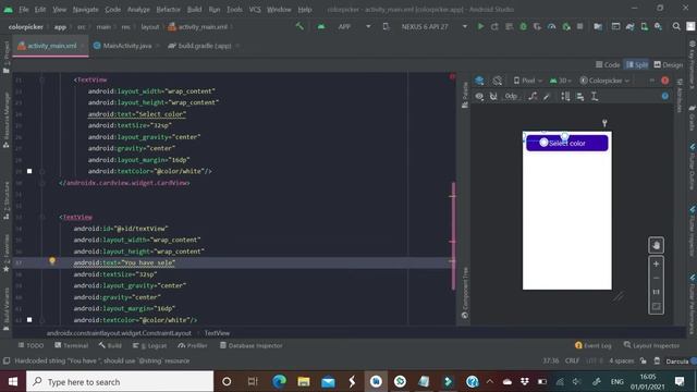How to change textView color using colorpicker in android studio for beginners || Android studio смотреть онлайн
