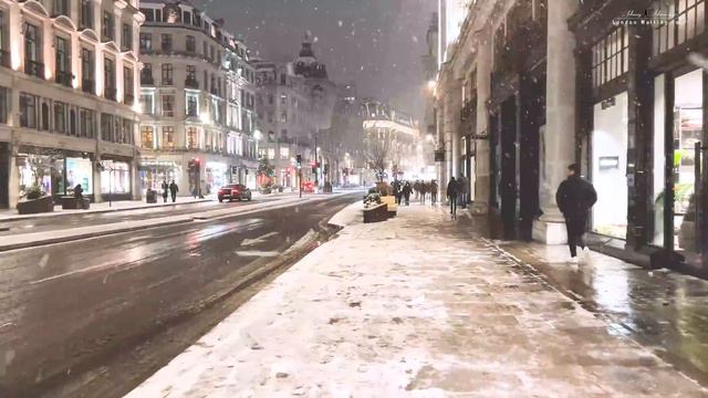 ❄⛄HEAVY SNOW IN LONDON - London Late Night Snow Walk Dec 2022 | London Winter Night Walk [4K]