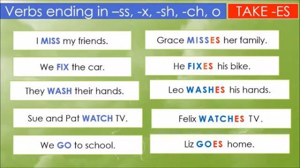 SPELLING RULES THIRD PERSON SINGULAR - PRESENT SIMPLE