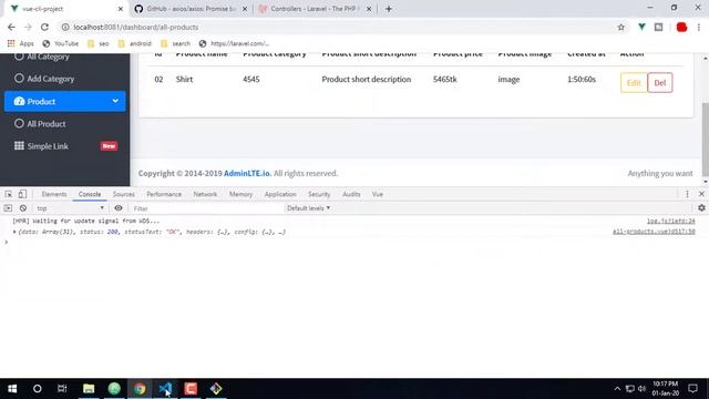 laravel vue js restfull api ecommerce Bangla Tutorial | Product show in product table Part-27 смотреть онлайн